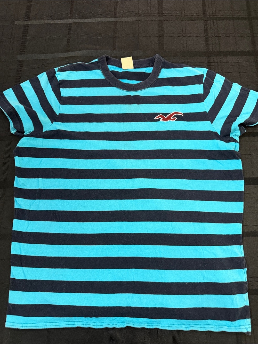 Hollister Men’s Turquoise & Navy Horizontal Stripe Tee